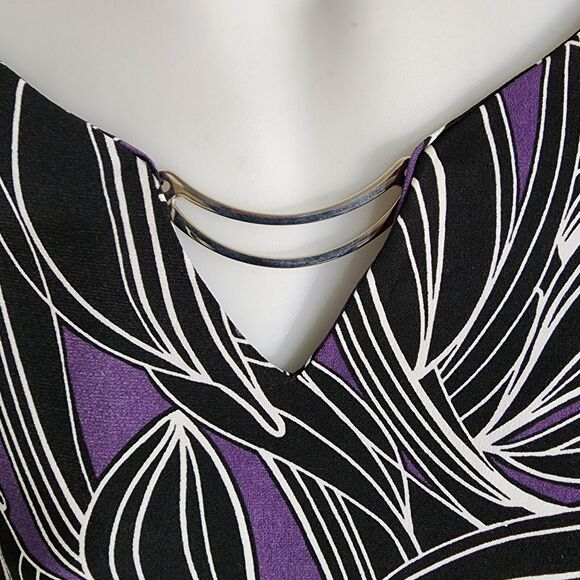 Chico's Easywear Womens Top Size 2 Large Leafy Lines Double Bar Tee 3/4 Sleeve - Picture 4 of 10